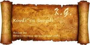 Kovács Gergő névjegykártya